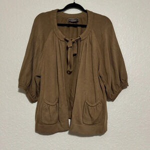 To The Max Wood 3/4 Puffed Sleeve Sweater with front pockets Size Large